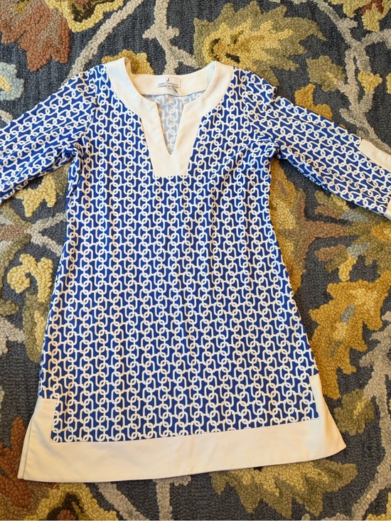 Jude Connally Dresses & Skirts - Jude Connally Blue & White Geometric Dress Size Small
